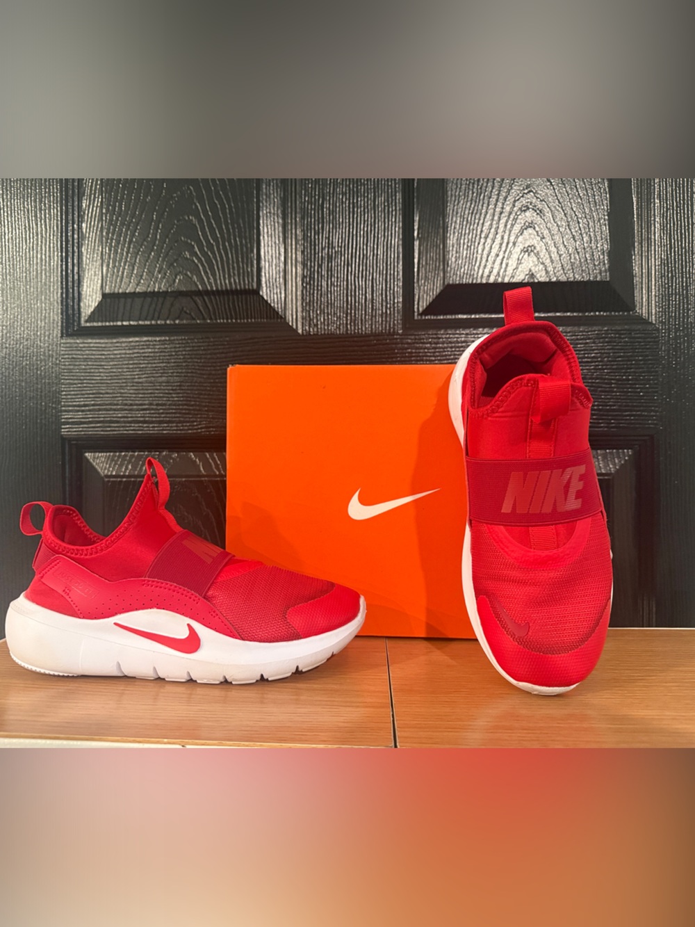 Nike Kids Red Flex Runner 4 with White Sole